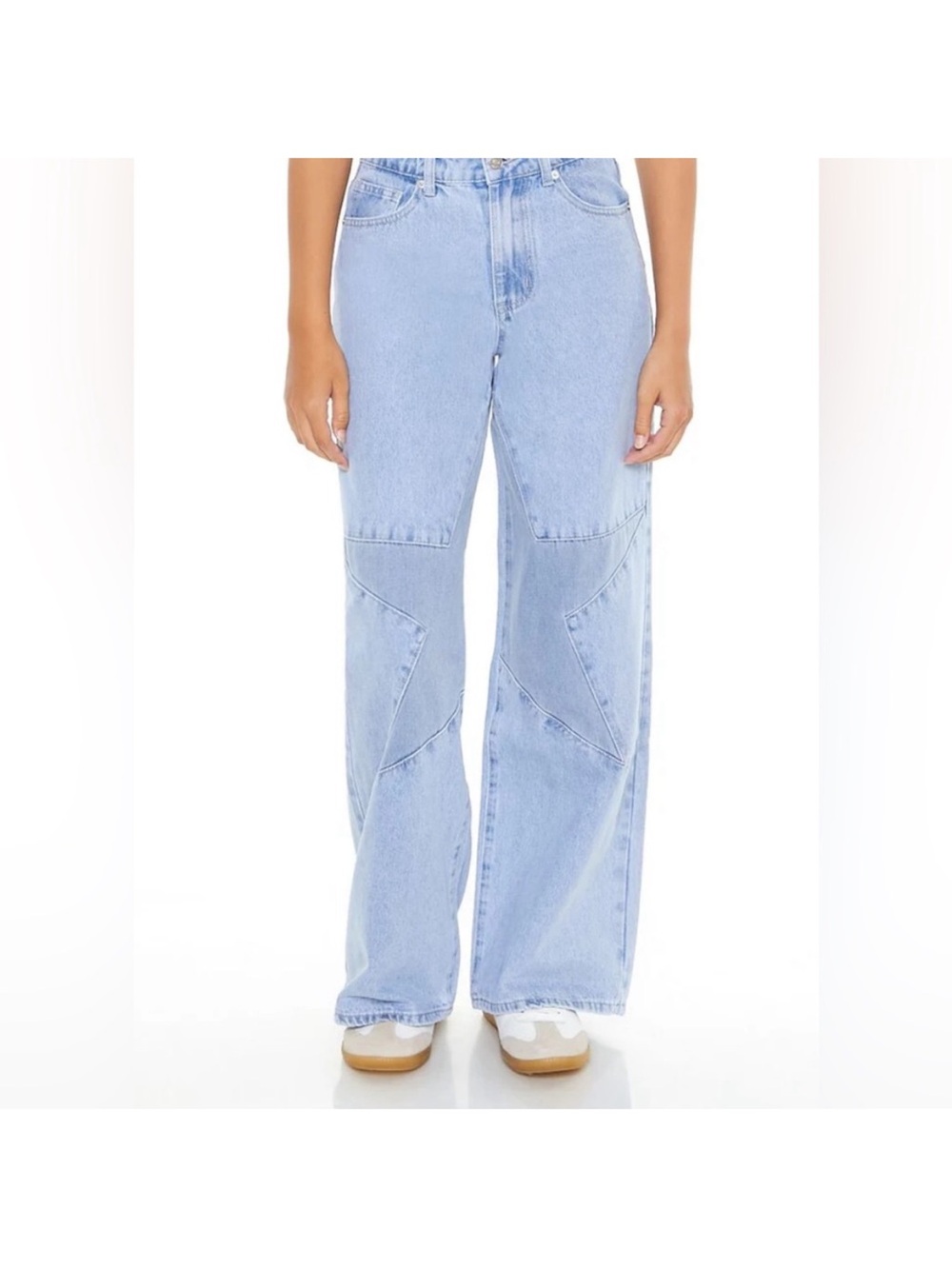 Forever 21 Light Blue Wide-Leg Star Jeans